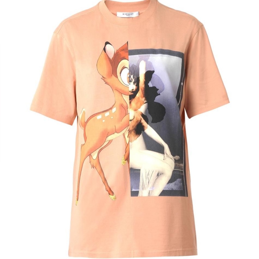 Givenchy FW 2013 Bambi & Female Form Print Tee Women’s S Oversized Beige